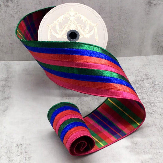 4" Metallic Dupion Stripe Plaid