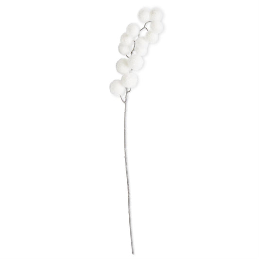 White Snowy Glittered Pom Pom Spray