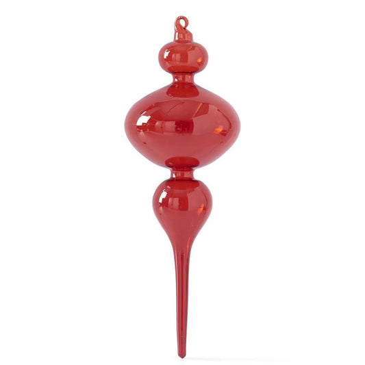 13" Transparent Red Finial Ornament