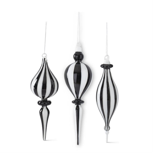 Black and White Finial Stripped Ornament