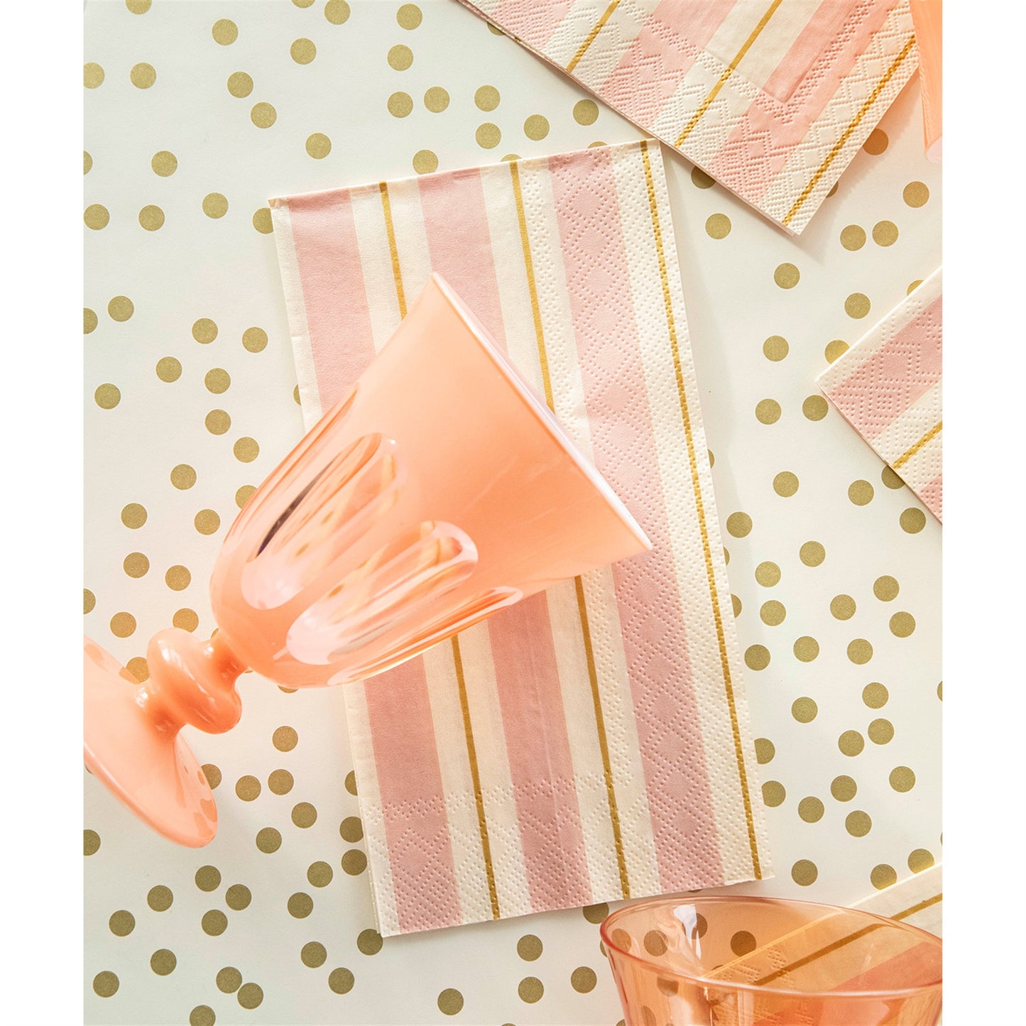 Pink & Gold Awning Stripe Guest Napkin