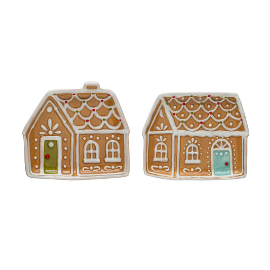 Hand Painted Ceramic Gingerbread House Plate