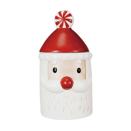 Hand Painted Ceramic Santa Shaped Cookie Jar