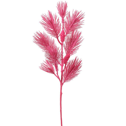 38.5" Pink Flock Long Needle Pine Spray