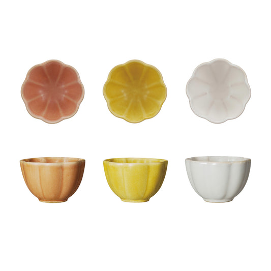 Stoneware Flower Shaped Bowl, 3 Colors