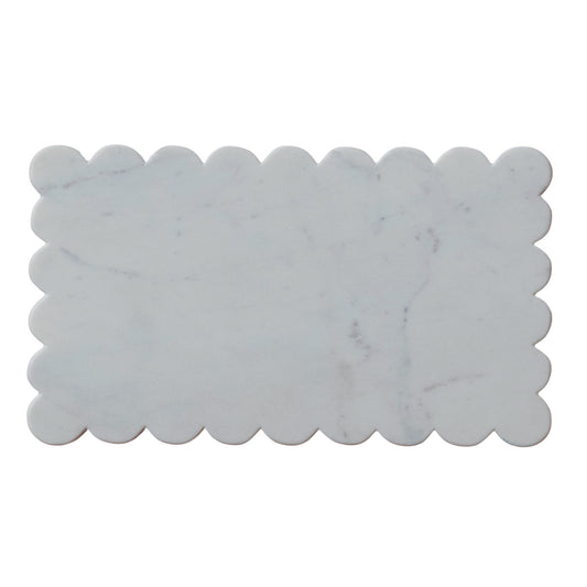 Marble Cheese/Cutting Board w/ Scalloped Edge, White