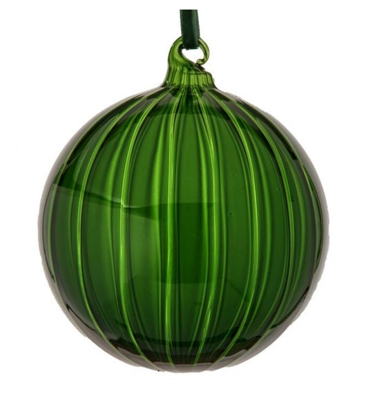 Glass Clear Stripe Ball Ornament